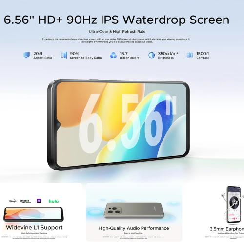 DOOGEE N55 Smartphone 6.56 90Hz Display Spreadtrum T606 4G 5150mAh Battery 4GB 128GB 13MP Main