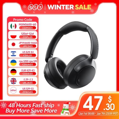 Color White QCY H3 PRO ANC Bluetooth Headphones Adaptive ANC Headset 50dB Active Noise Cancelling LDAC Hi-Res Wireless Earphone 55H Playtime