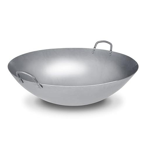 Craft Wok Extra Large 21-Inch Heavy Canton Style Hand Hammered Carbon Steel Wok (Round Bottom) / 731W194X