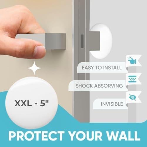 Strongest Home Wall & Door Handle Stopper 5 Set of 3 Pieces White Rubber Door Knob, Round Wall Shield Cushion, Quiet Wall Protector for Door Handle,