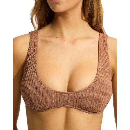 Sea Dive Multi Fit Longline Bikini Top in Bronze - 6