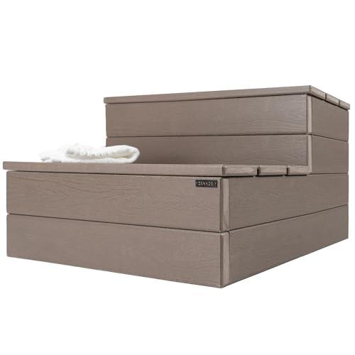 DENKOE Hot Tub Steps - Wood Looking Plastic - 100% Waterproof - Brown Non Slip, Heavy Duty, Multi Use as Porch Steps, Hot Tub Stairs, Outdoor Stairs,