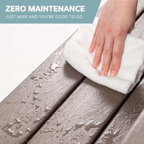 DENKOE Hot Tub Steps - Wood Looking Plastic - 100% Waterproof - Brown Non Slip, Heavy Duty, Multi Use as Porch Steps, Hot Tub Stairs, Outdoor Stairs,