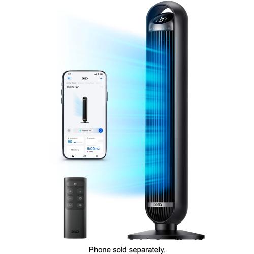 Black Dreo - 27ft/s Velocity Quiet Floor Fan, 90 Oscillation, 8 Speeds, Remote Control, 4 Modes,DC Motor, Nomad - Black
