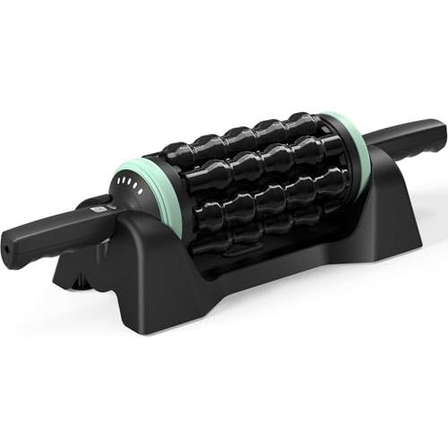 Black and Mint Robufit Rolling Percussive Massager  Percussive Therapy  Whole Body Relief  Deep Tissue and Muscle Recovery  Hands-Free Base