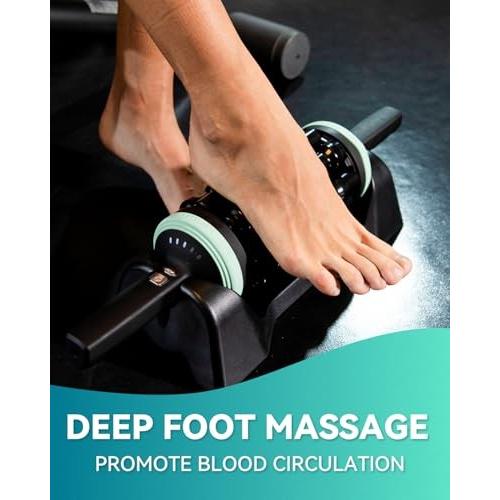 Black and Mint Robufit Rolling Percussive Massager  Percussive Therapy  Whole Body Relief  Deep Tissue and Muscle Recovery  Hands-Free Base