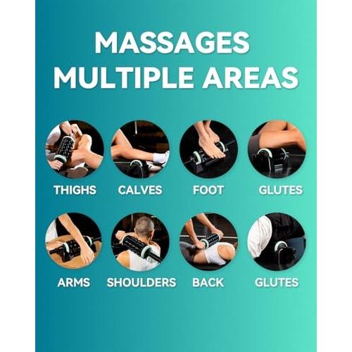 Black and Mint Robufit Rolling Percussive Massager  Percussive Therapy  Whole Body Relief  Deep Tissue and Muscle Recovery  Hands-Free Base
