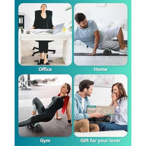 Black and Mint Robufit Rolling Percussive Massager  Percussive Therapy  Whole Body Relief  Deep Tissue and Muscle Recovery  Hands-Free Base