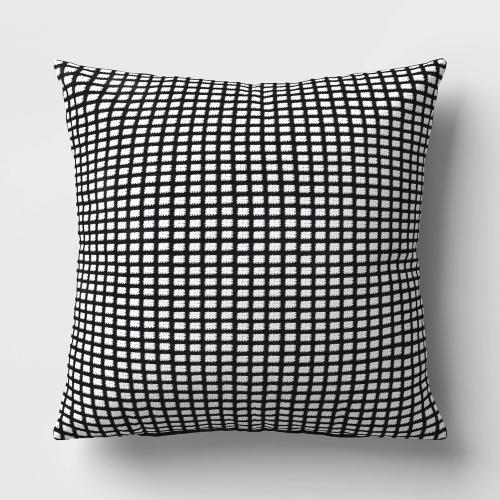 18x18 Squared Stitch Outdoor Throw Pillow Black - Threshold™