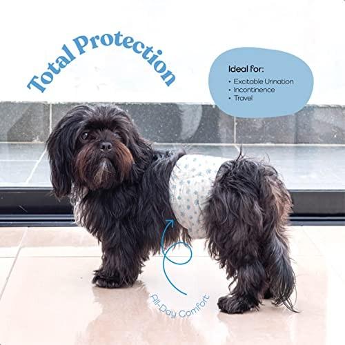 Comfortable Male Dog Diapers - 12-Pack Super Absorbent Disposable Male Dog Wraps- FlashDry Gel Technology  Wetness Indicator Doggie Diapers- Leakproof