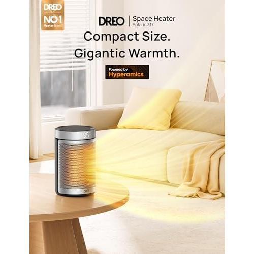 Dreo Space Heater, Portable Electric Heaters for Indoor Use with Thermostat, 1-12H Timer, Eco and Fan Mode, 1500W PTC Ceramic Safety Heat for Office B