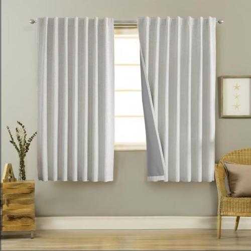 Joydeco 100% Black Out Curtains Long 2 Panels Burg Natural Blackout Linen Drapes for Bedroom Living Room Darkening Curtain Thermal Insulated B