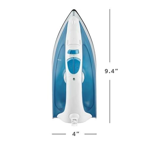 Color Blue Sunbeam Compact Steam Iron, 1200 Watts, Non-Stick Soleplate, Powerful Shot of Steam, Horizontal or Vertical, Spray Mist, Precision Tip, White/Blue