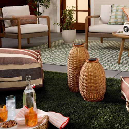 14 Rattan Solar Outdoor Patio Lantern - Hearth & Hand™ with Magnolia