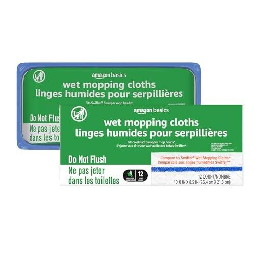 Amazon Basics Wet Mopping Cloth Refills  24 Count (Fits Swiffer Sweeper Mop Heads)
