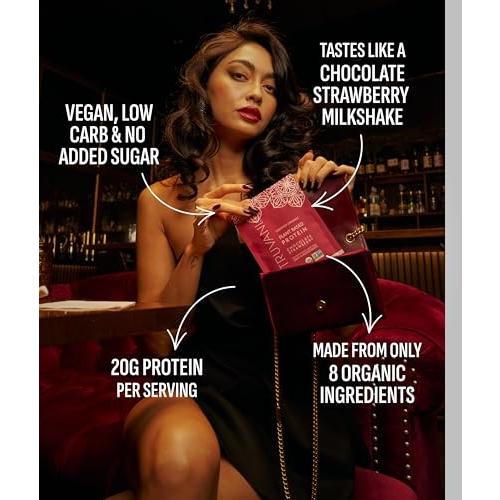 Truvani Vegan Pea Protein Powder | Chocolate Strawberry | 20g Organic Plant Based Protein | 1 Serving | Keto | Gluten & Dairy Free | Low Carb | No Add