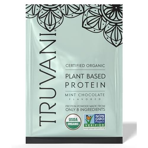 Truvani Vegan Pea Protein Powder | Mint Chocolate | 20g Organic Plant Based Protein | 1 Serving | Keto | Gluten & Dairy Free | Low Carb | No Added Sug