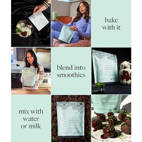 Truvani Vegan Pea Protein Powder | Mint Chocolate | 20g Organic Plant Based Protein | 1 Serving | Keto | Gluten & Dairy Free | Low Carb | No Added Sug