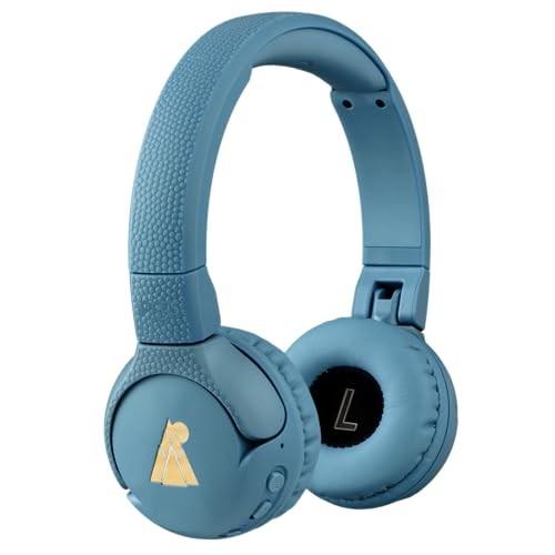 Color Blue POGS Kids Bluetooth Wireless Headphones | the Gecko 2 | Foldable, Durable Headphones for Kids 3  | Volume Limited 85 DB, Microphone | on-Ear | Wireles