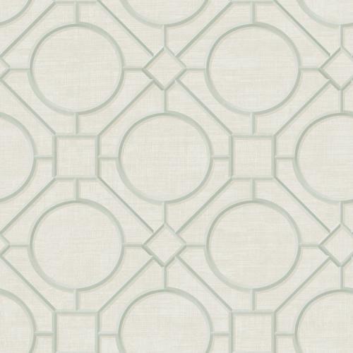 Seabrook Designs Silk Road Trellis Metallic Mint & Off-White Wallpaper