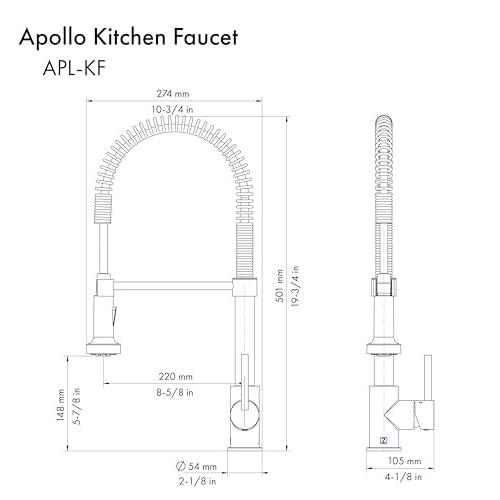 Autograph Edition 20.5 in. Apollo Pull Down Spring Single Handle Kitchen Faucet in Matte Black and Champagne Bronze