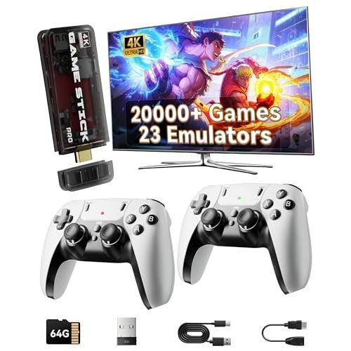 2025 Retro Gaming Console Pro 4K HDMI with 20,000  Built-in Classic Video Games, Retro Game Stick with 23 Emulators Plug & Play TV Video Gaming Stick