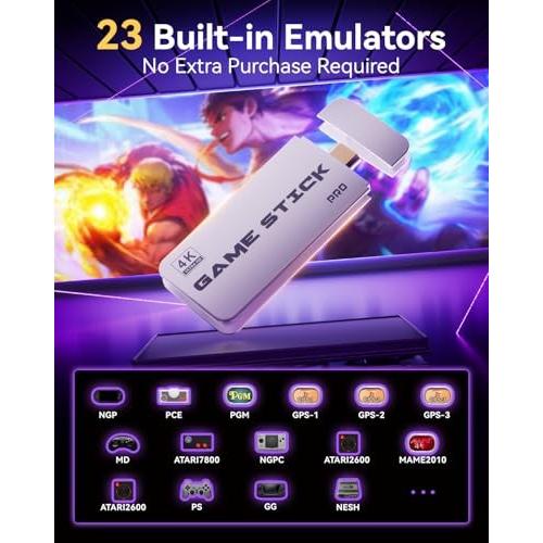 2025 Retro Gaming Console Pro 4K HDMI with 20,000  Built-in Classic Video Games, Retro Game Stick with 23 Emulators Plug & Play TV Video Gaming Stick