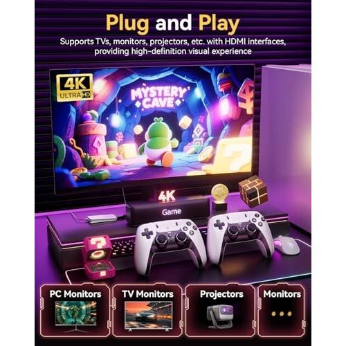 2025 Retro Gaming Console Pro 4K HDMI with 20,000  Built-in Classic Video Games, Retro Game Stick with 23 Emulators Plug & Play TV Video Gaming Stick