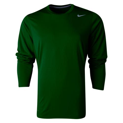 Nike Legend Long Sleeve Poly Top-dk Green-SMALL