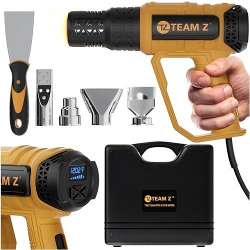 Team Z Premium Heavy Duty Heat Gun Kit with Case – Upgrade LCD Display, Overload Protection & 10 Sec Delayed Turn Off Function - High Temp (140F –