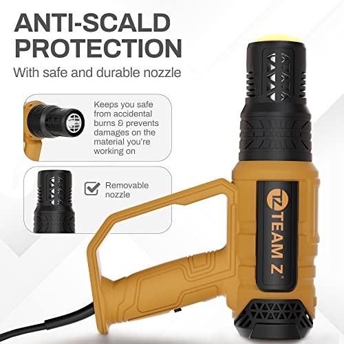 Team Z Premium Heavy Duty Heat Gun Kit with Case – Upgrade LCD Display, Overload Protection & 10 Sec Delayed Turn Off Function - High Temp (140F –