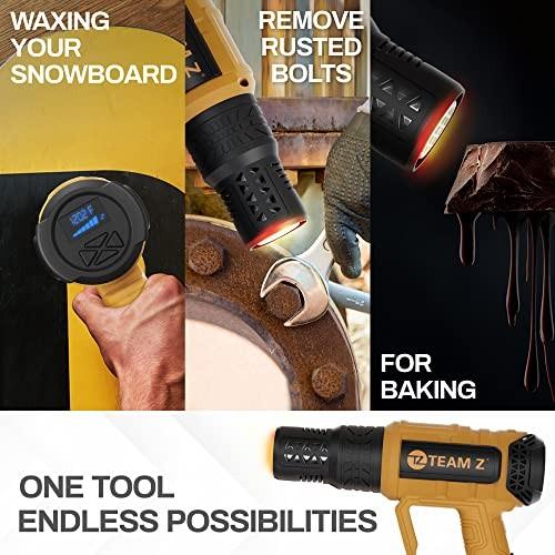 Team Z Premium Heavy Duty Heat Gun Kit with Case – Upgrade LCD Display, Overload Protection & 10 Sec Delayed Turn Off Function - High Temp (140F –