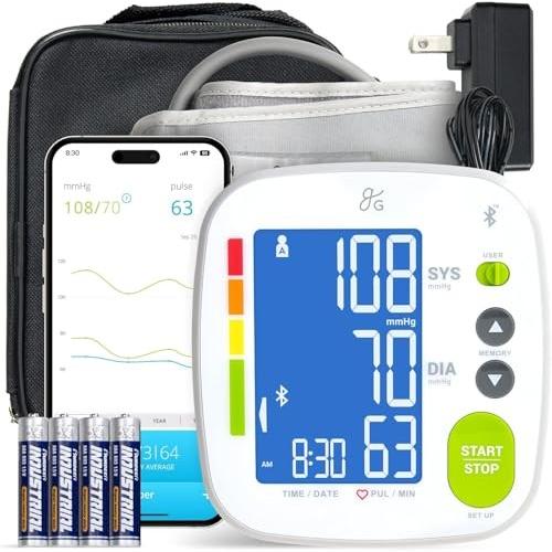 Greater Goods Bluetooth Blood Pressure Monitor with Extra Large Blood Pressure Cuff, Accurate Digital Blood Pressure Monitors for Home Use, HSA/FSA El