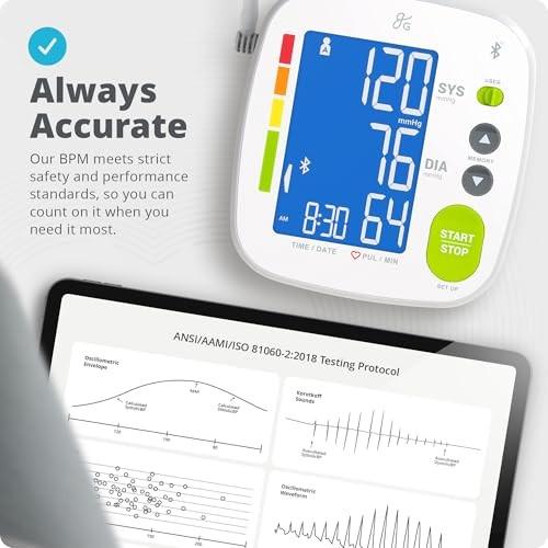 Greater Goods Bluetooth Blood Pressure Monitor with Extra Large Blood Pressure Cuff, Accurate Digital Blood Pressure Monitors for Home Use, HSA/FSA El