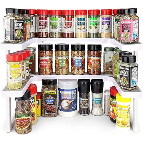 Spicy Shelf Premium – Expandable 2-Tier Spice Rack Organizer for Cabinets & Pantry – Adjustable Stackable Kitchen Seasoning Organizer – Strong N