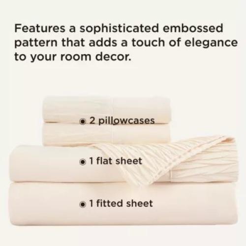 Bedsure Polyester Microfiber Sheet Set Hotel Luxury Sheets, Easy Care Cooling Bed Sheet Set