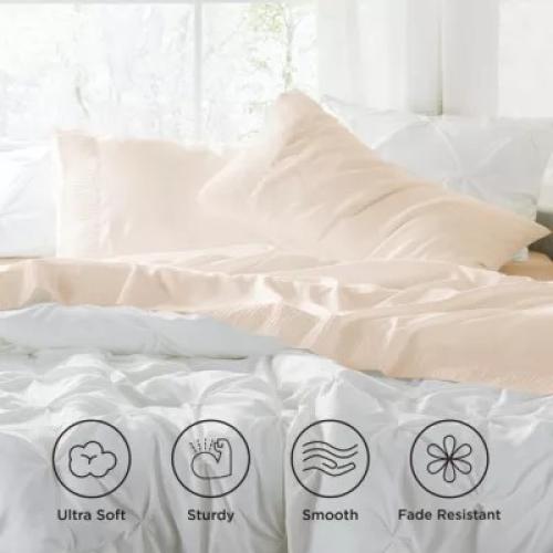 Bedsure Polyester Microfiber Sheet Set Hotel Luxury Sheets, Easy Care Cooling Bed Sheet Set