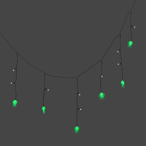 20ct Plastic Die Cut Spider Indoor Outdoor Novelty Icicle String Lights with Green LEDs - Hyde and EEK! Boutique™