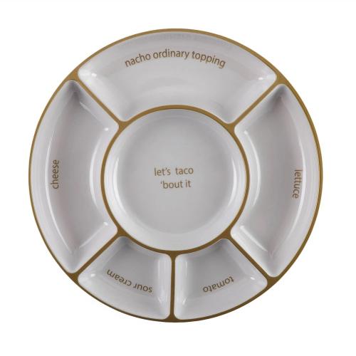 Cook with Color Round Sectional Serving Platter Cream/Gold ‼️mild stain‼️