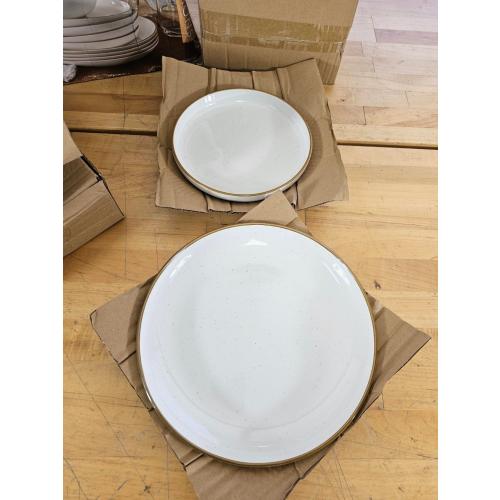 Over&Back Options 16-Piece Dinnerware Set of Plates & Bowls - Speckled White (missing several items)
