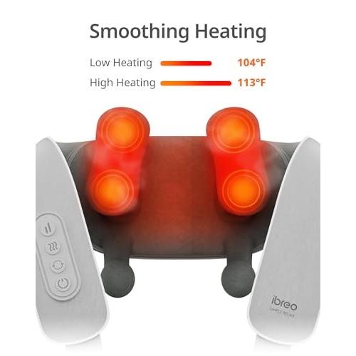 Cordless Shiatsu Neck and Back Massager with Heat, 10 Mins X 12 Uses, 3 Massage Modes & 2 Intensity Levels, 3D Kneading Deep Tissue for Pain Relief, V