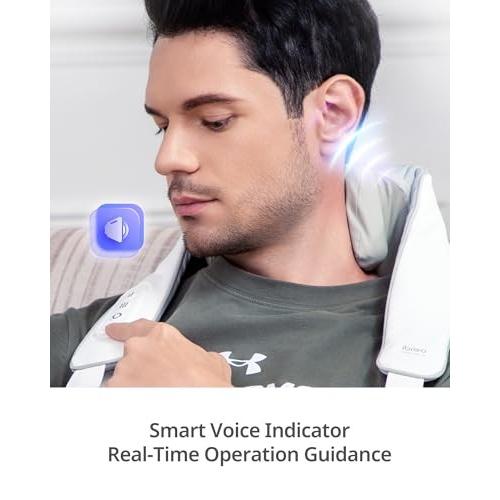 Cordless Shiatsu Neck and Back Massager with Heat, 10 Mins X 12 Uses, 3 Massage Modes & 2 Intensity Levels, 3D Kneading Deep Tissue for Pain Relief, V