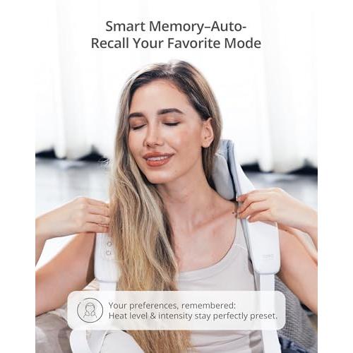 Cordless Shiatsu Neck and Back Massager with Heat, 10 Mins X 12 Uses, 3 Massage Modes & 2 Intensity Levels, 3D Kneading Deep Tissue for Pain Relief, V