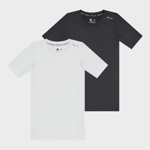 Champion Youth 2pk Compression T-Shirt - White/Black - XL