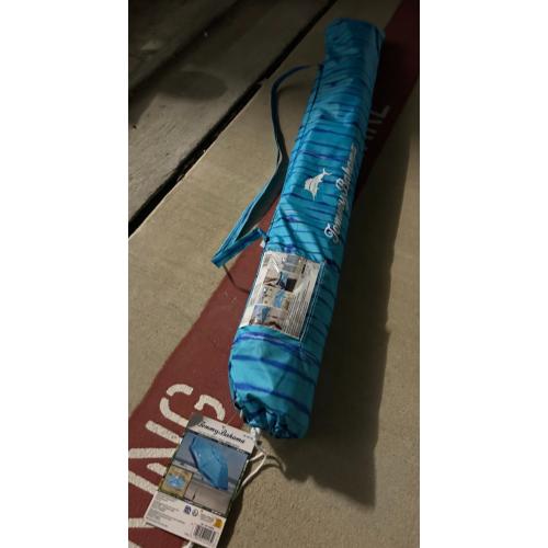 Tommy Bahama ANCHORX 7.5’ Beach Umbrella System, Blue Stripes - Lightweight Easy