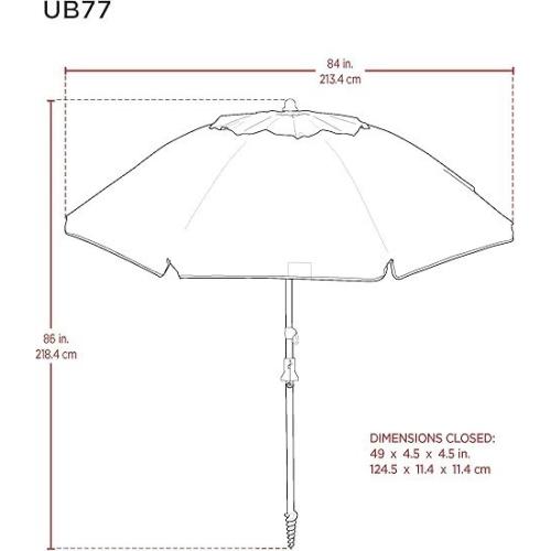 Tommy Bahama ANCHORX 7.5’ Beach Umbrella System, Blue Stripes - Lightweight Easy
