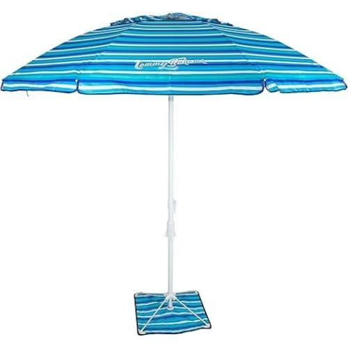 Tommy Bahama ANCHORX 7.5’ Beach Umbrella System, Blue Stripes - Lightweight Easy