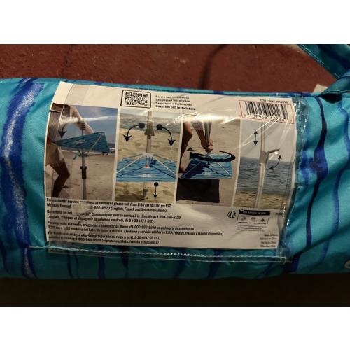 Tommy Bahama ANCHORX 7.5’ Beach Umbrella System, Blue Stripes - Lightweight Easy