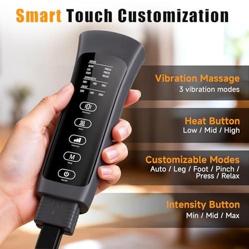 Banspol Leg Massager with Heat and Compression, Foot and Calf Massager for Circulation and Pain Relief, Compression Boots with Handheld Controller, 6