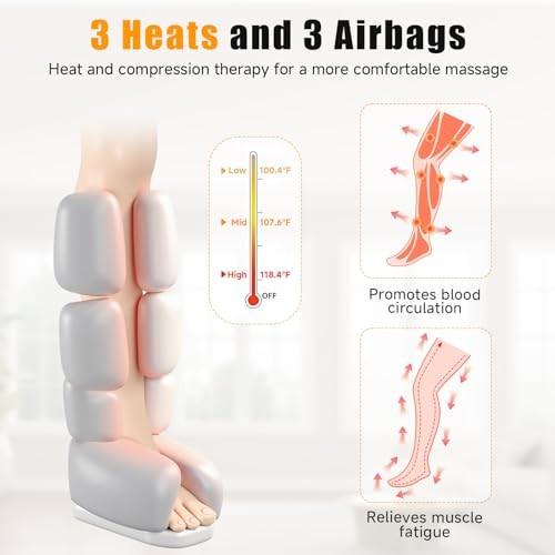 Banspol Leg Massager with Heat and Compression, Foot and Calf Massager for Circulation and Pain Relief, Compression Boots with Handheld Controller, 6